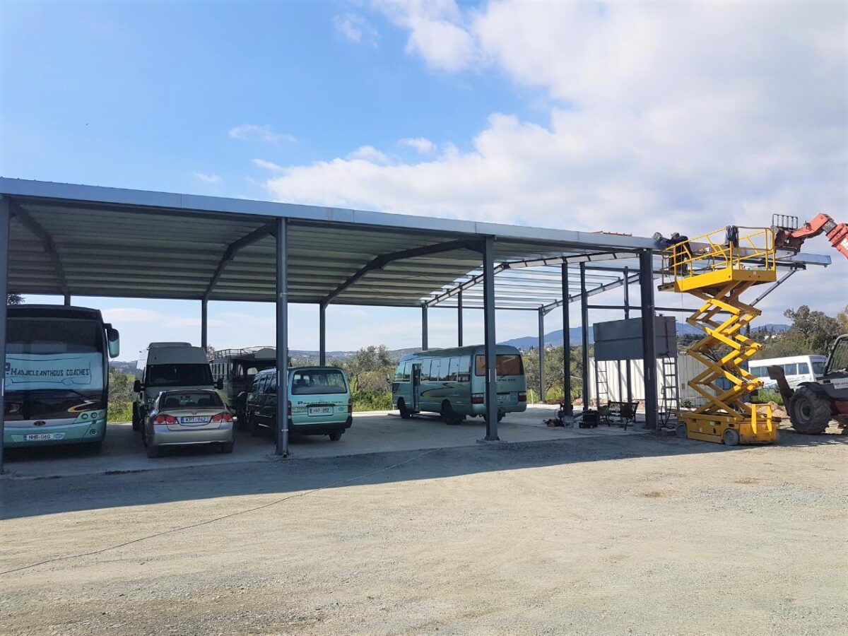 Metal sheds for bus station in Moni - Cyprus Metal Constructions ...